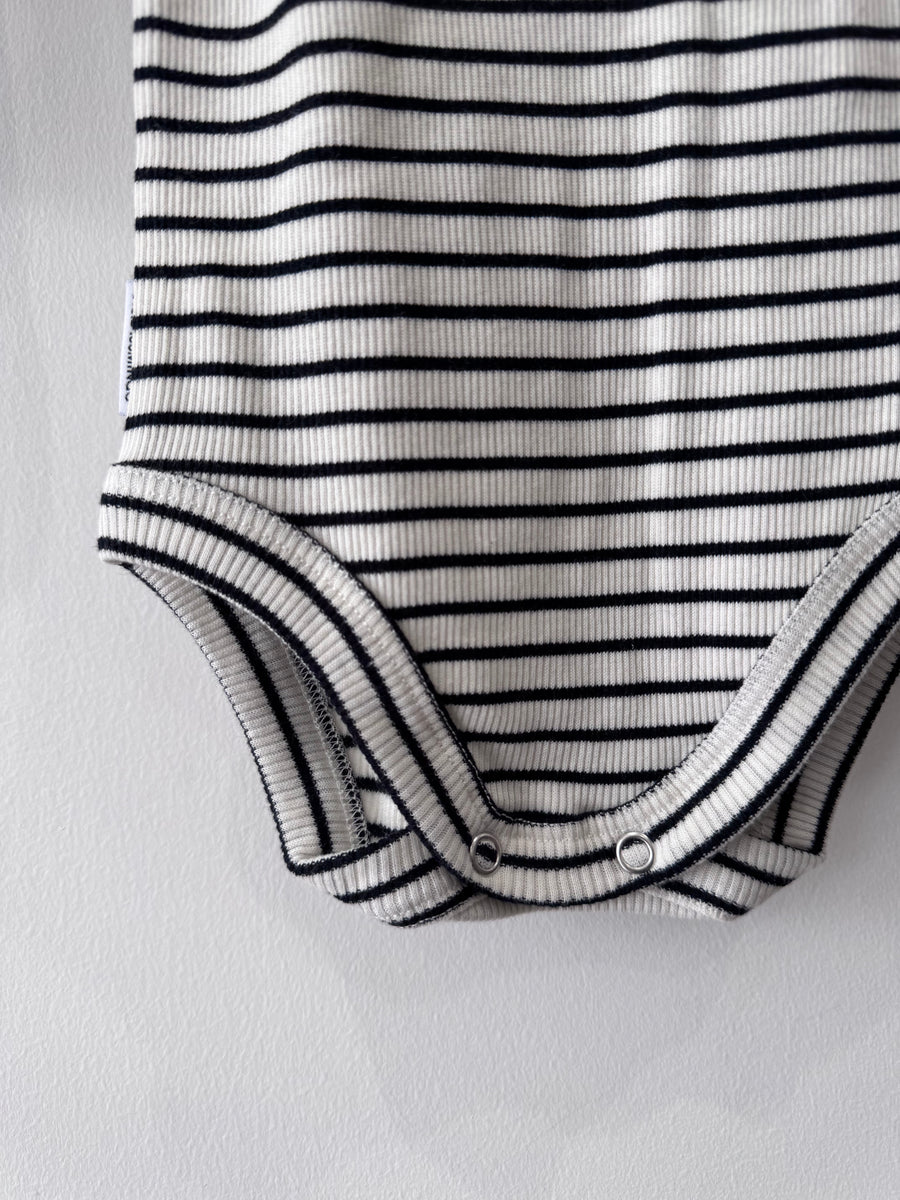 Basic Rib Bodysuit White&Black stripes