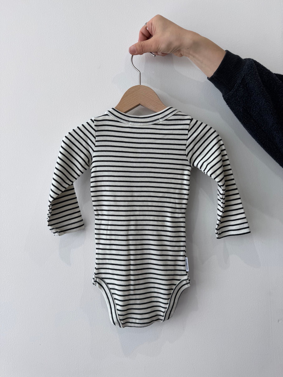Basic Rib Bodysuit White&Black stripes