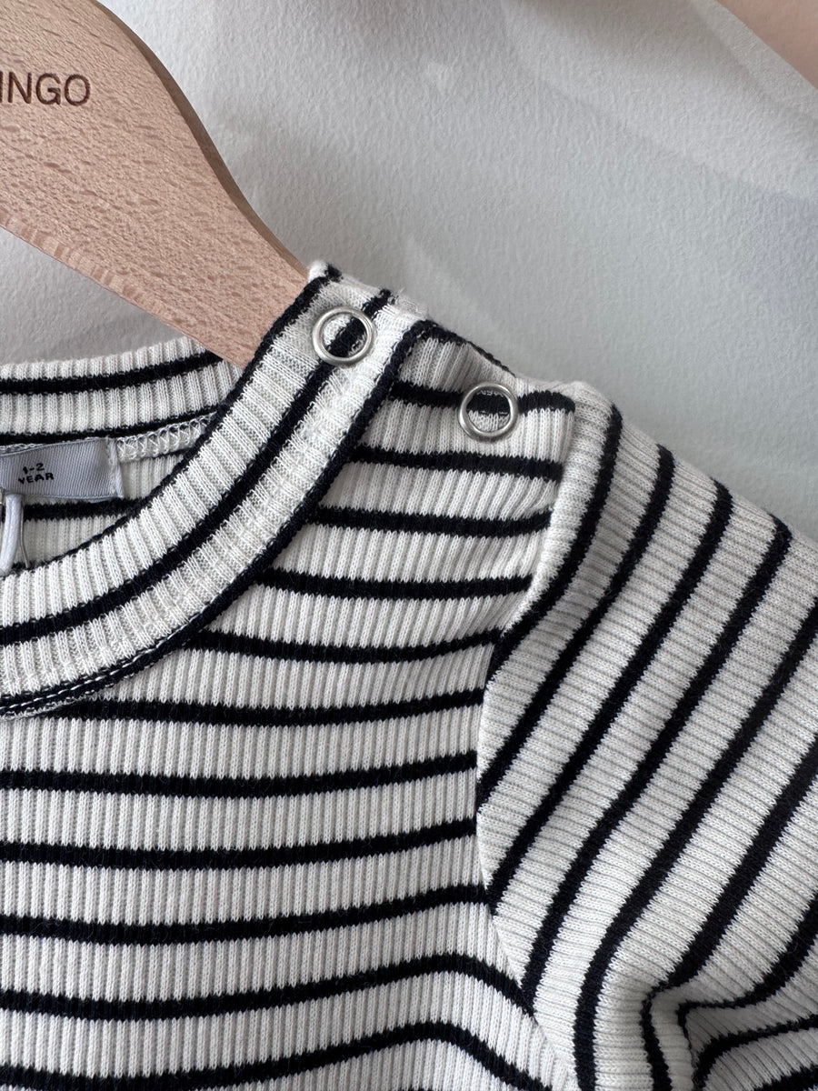 Basic Rib Bodysuit White&Black stripes