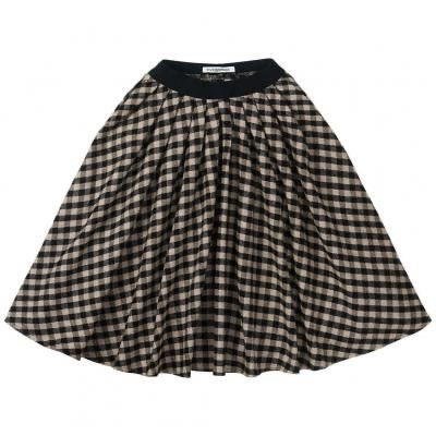 20AW Flannel Checked Midi Skirt  Black/Caramel 1-2Y