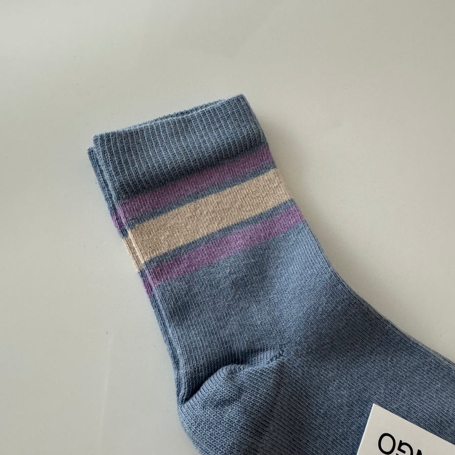 AW24 Sock Greyish Blue Stripe