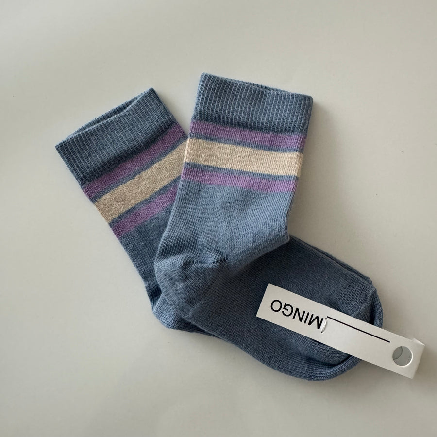 AW24 Sock Greyish Blue Stripe