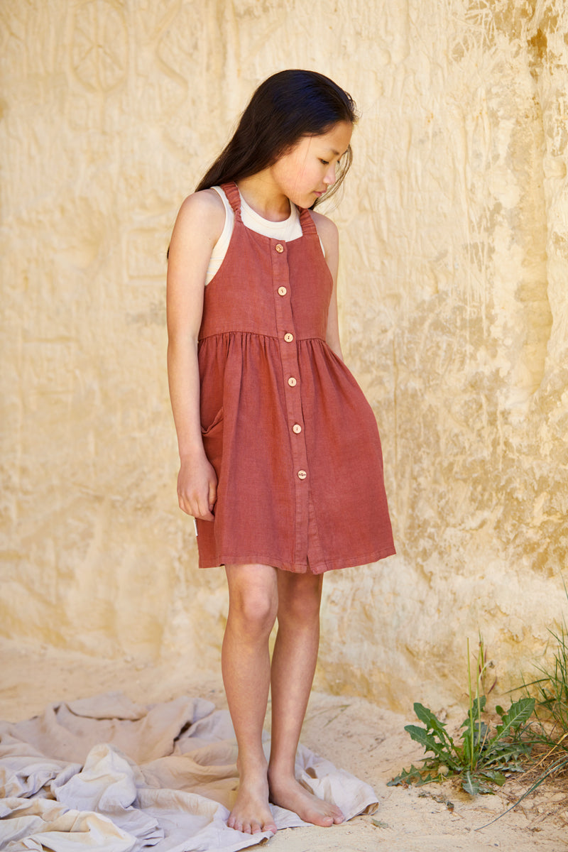 SS21 Linen Pinafore Dress Sienna Rose