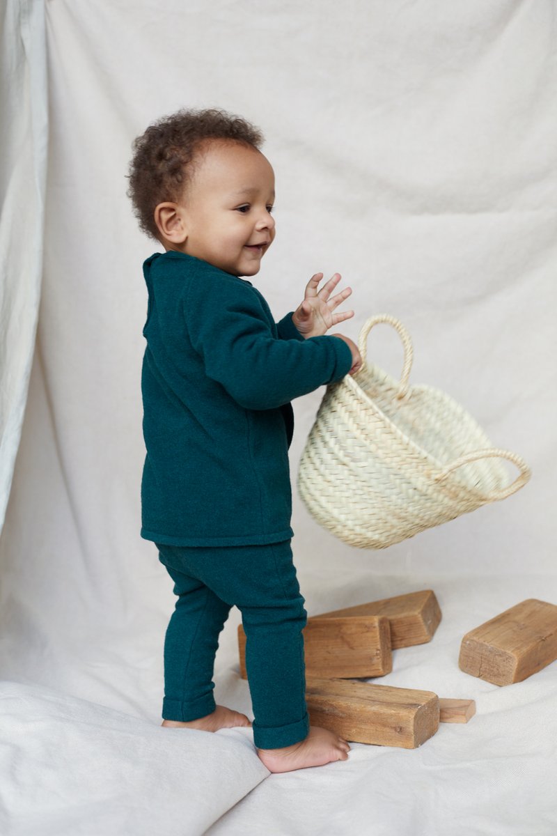 AW21 KNIT BABY PANTS SEA GRASS 0-1/2Y
