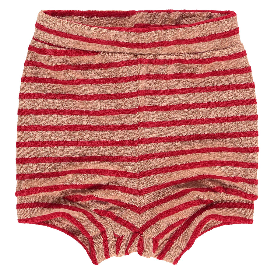 SS22 Toweling High Short Stripe Pomegranate 0-1/2y